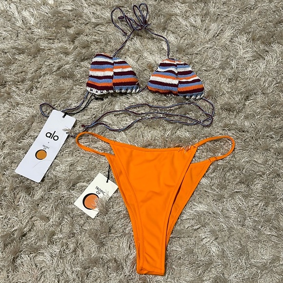 Alo x Tropic of C Rio Bottom in Papaya + Alo x Tropic of C Crochet Praia Top NWT - Picture 4 of 4